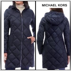 MICHAEL KORS Hooded Insulated Jacket Coat Down Puffer True Navy Size S